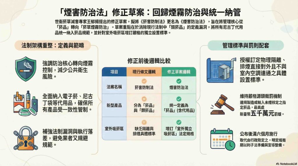 圖解2026煙害防治法草案重點 回歸煙霧防治與統一納管