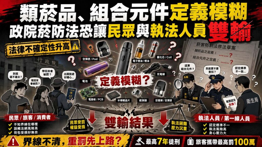 類菸品、組合元件定義模糊 政院菸防法恐讓民眾與執法人員雙輸