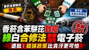 香菸含苯駢芘致癌 綠白合修法禁無苯駢芘的電子菸　遭批錯誤政策比貪汙更可怕