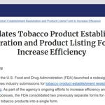 FDA更新菸草產品製造場所登記與產品清單申報表，提高作業效率