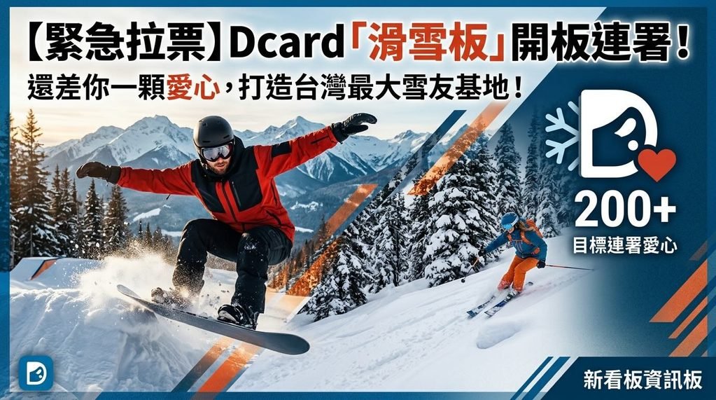 迎戰全球滑雪熱潮！ Dcard「滑雪板」開板連署 盼打造全台最大雪友交流基地